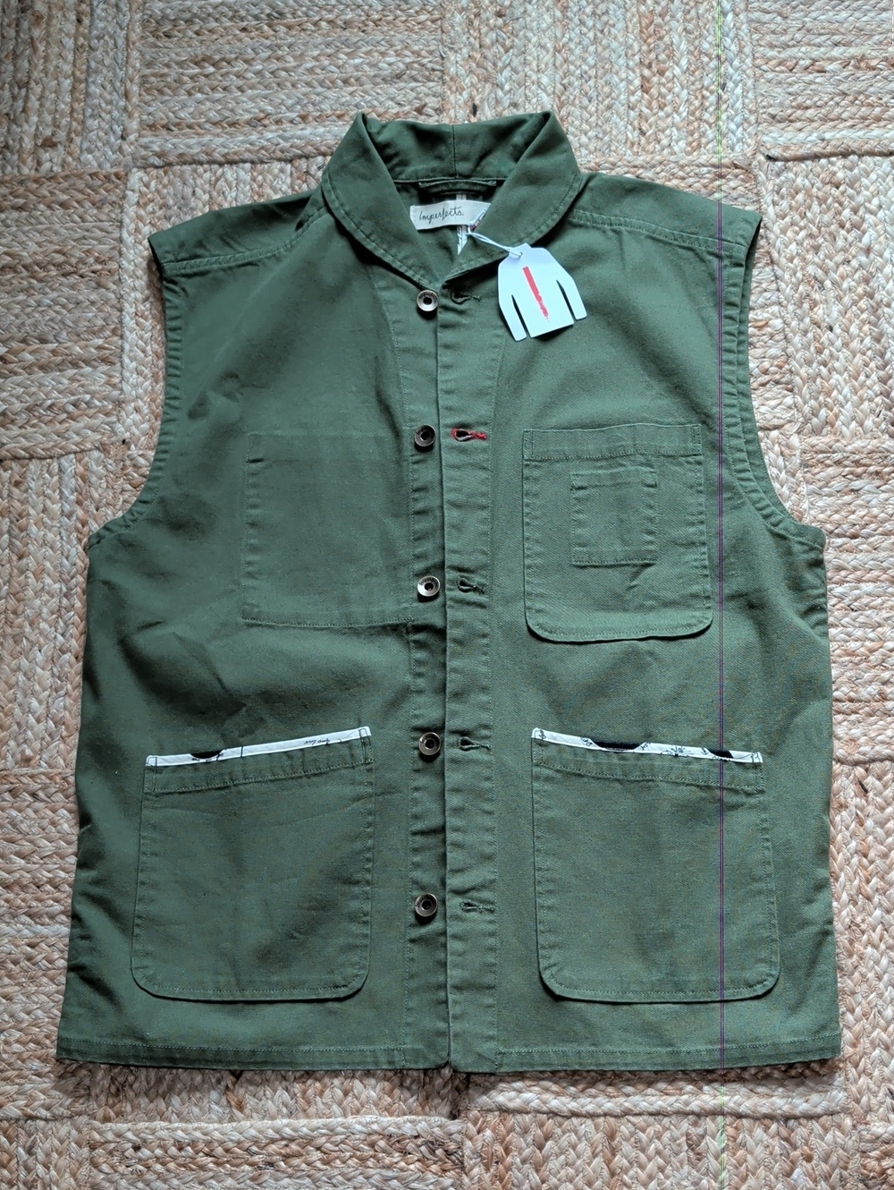 Imperfects - Shepherds Vest - Olive Green